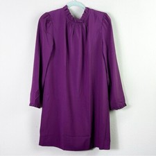 NWT J. Crew Ruffle neck and sleeves - shift dress in purple plum size 6