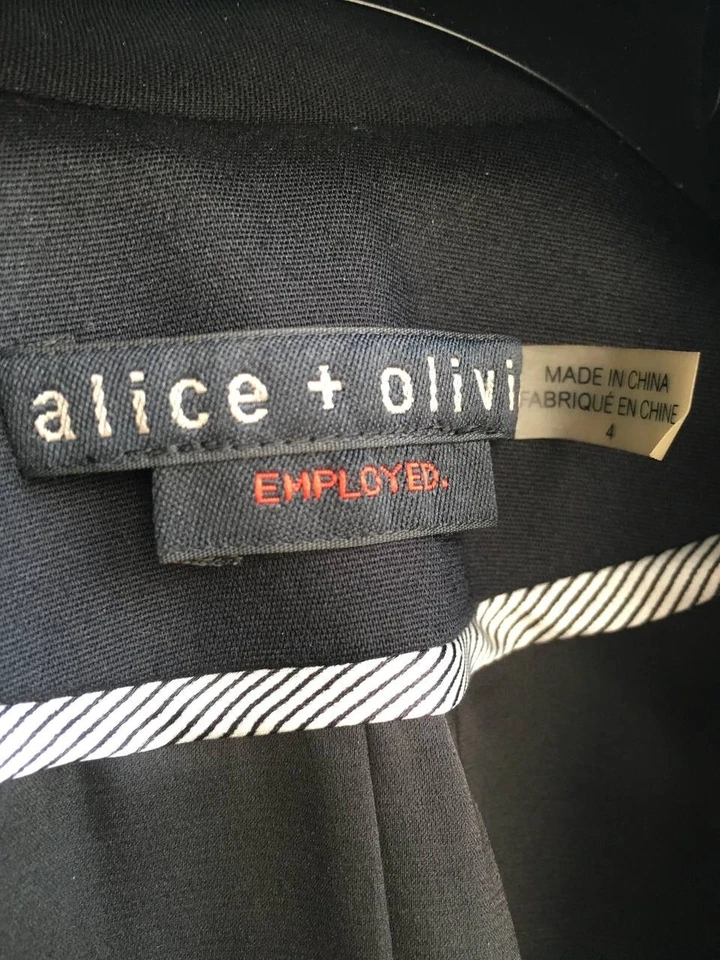 Abrigo Blazer Alice + Olivia Empleado Para Mujer Negro Algodón Botón Nylon Talla 4 Foto 4 de 4