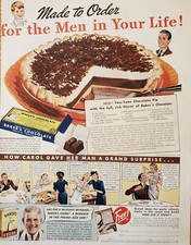 1939 General Foods Bakers Chocolate Baking Pie Cartoon Vintage Print Ad