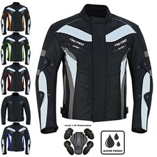 Mens Motorcycle Waterproof Cordura Textile Jacket Motorbike CE Armours