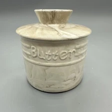Marbled Porcelain Butter Crock New