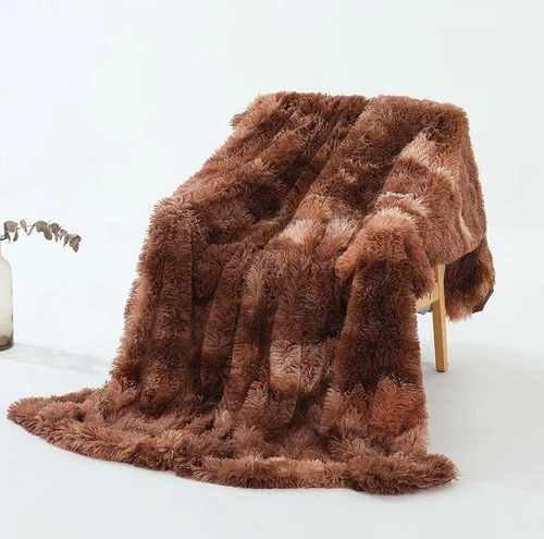 Warm Fluffy Shaggy Throw Blanket Bedspread Faux Fur Sofa Nap Blanket Bed Cover - Picture 2 of 15