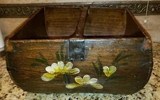 Primitive Style Wood & "Forged Iron reinforced" Dovetailed  Basket  DESIGN!