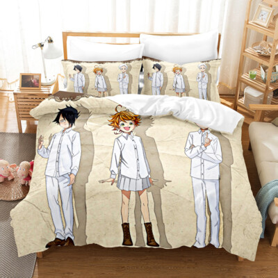 Promised Neverland Bettwäsche Set Kissenbezüge 80x80 Cartoon Bettbezug 135x200