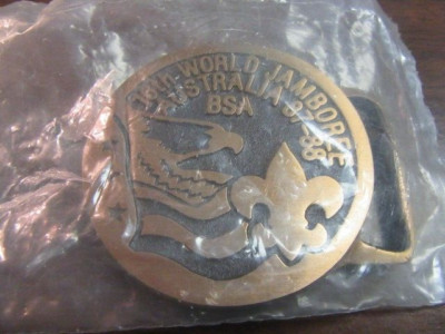 1987-88 World Jamboree US Contingent Max Silber Brass Belt Buckle      SB