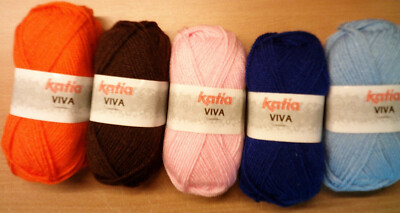 250 gr.Wollpaket VIVA von Katia 5 Farben gemischt - Bastelgarn