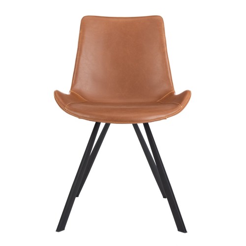 SAFAVIEH Terra Mid-Century Modern Dining Chair | Cognac / Black | - Picture 2 of 11