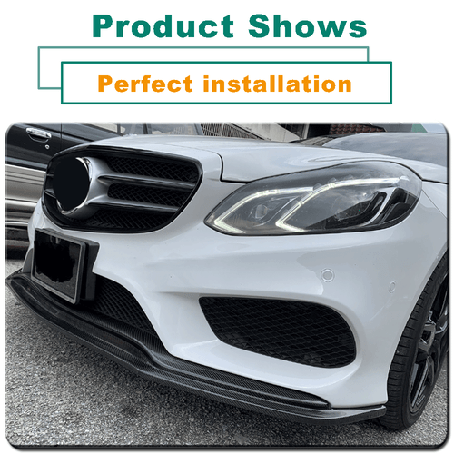 For Benz W212 E400 E300 Sport 2014-16 REAL CARBON Front Bumper Lip Spoiler Chin - Picture 4 of 12