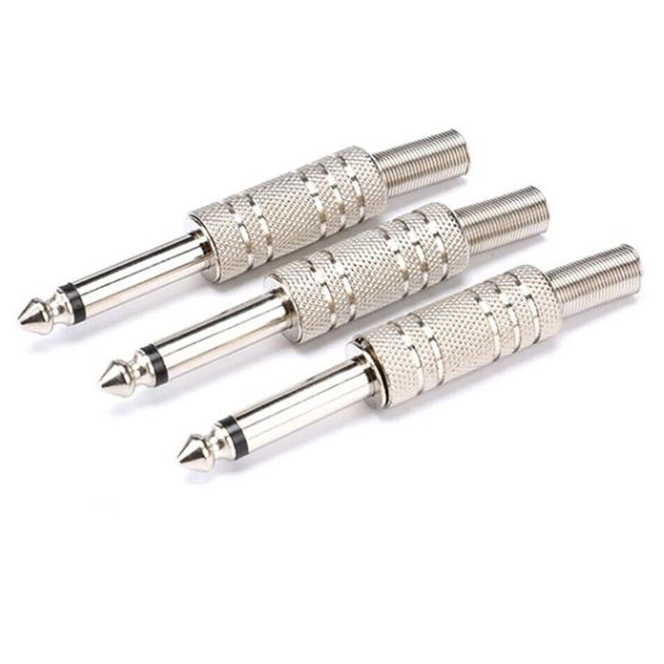 Solder Mono 6.35MM Metal Microphone Jack Plug 6.5 Audio connector Speaker Silver - Image 3 of 4