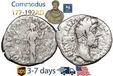 Ancient Roman Empire Coin Silver Denarius COMMODUS 177 - 192 AD Authentic #21096