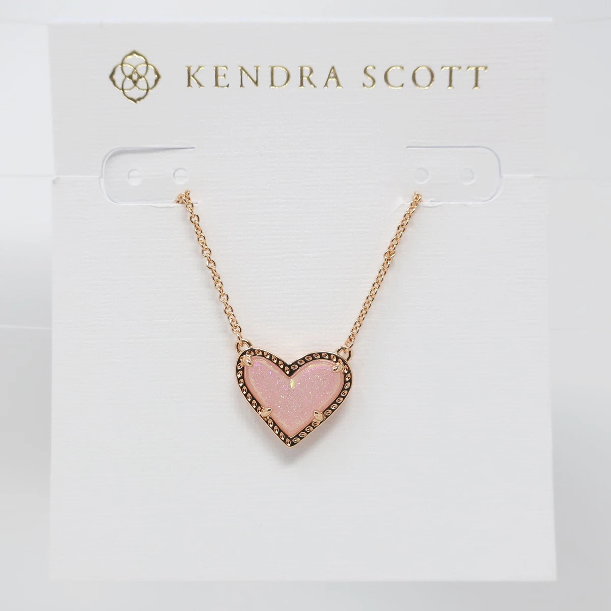 Kendra Scott Ari Heart Pendant Necklace in Pink Drusy and Rose