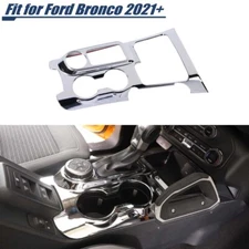 Chrome Gear Shift Cup Holder Panel Cover Trim Accessories For Ford Bronco 2021+