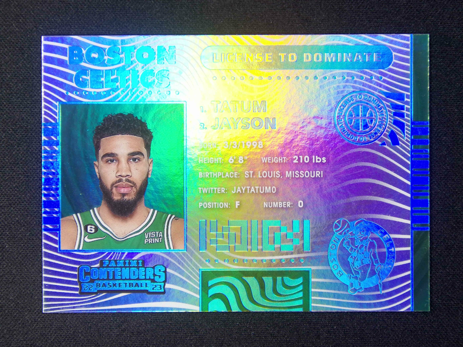 2022-23 Panini Contenders Jayson Tatum #25 License To Dominate SSP