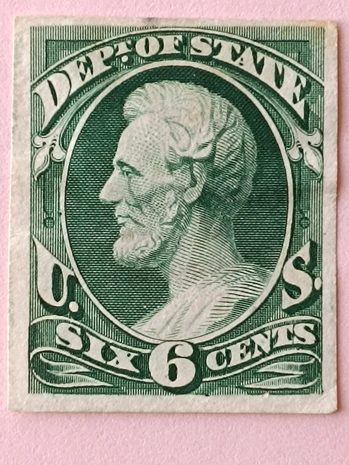 Estampillas de Estados Unidos, estampilla oficial #O60, departamento of State 6c, como nuevo prueba en tarjeta, en muy buen estado Foto 3 de 4