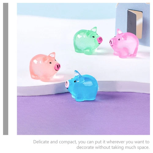 30PCS Mini Pig Resin Animal Charm Ornaments Glow in The Dark Decor DIY Craft Toy - Picture 12 of 13