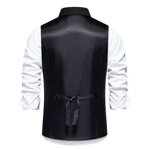 Tuta uomo matrimonio formale top slim gilet cappotto giacca catena gilet casual - Foto 5 di 9