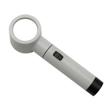 Handlupe mit 50 mm Durchmesser mit Beleuchtung 6X Vergr&ouml;&szlig;erung wei&szlig;