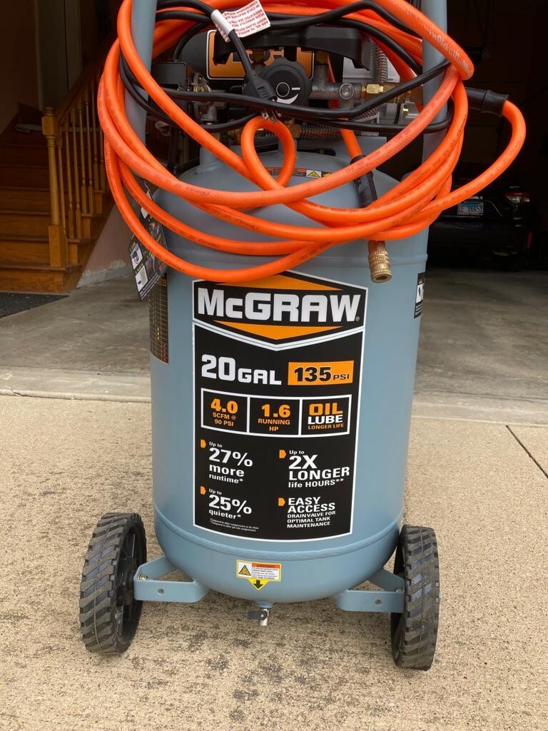 McGraw 20 Gallon 135 PSI Oil Lube Vertical Air Compressor Portable