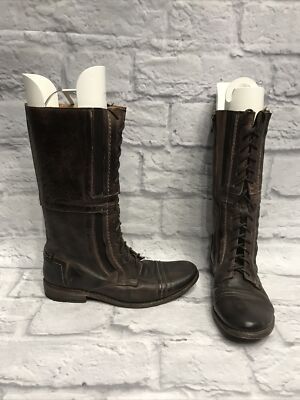 BED STU Goodyear Welt Seal Distressed Leather Lace Up Ankle Boots Wom 8 D3