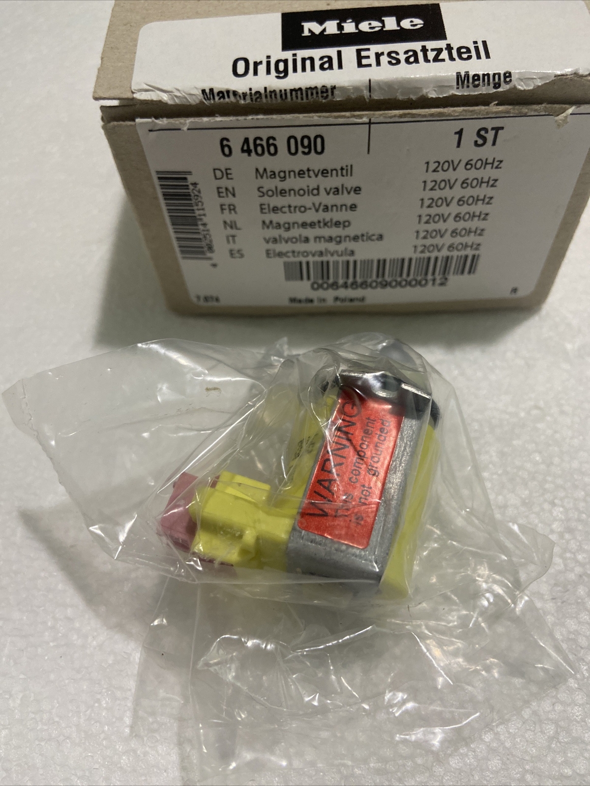 Miele Dishwasher Water Valve 6466090 NEW IN BOX eBay