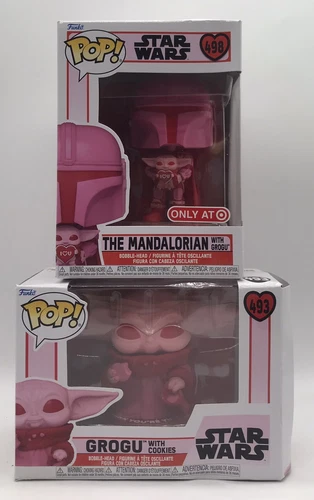 Two Funko Pops! The Mandalorian with Grogu Valentine’s Day #498-493