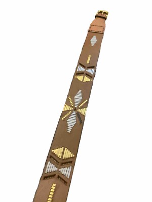 Cuirum Barcelona Brown Leather Handmade Woven Belt New Cuirum Barcelona Spain Leather Designer Wide Belt Hand  main image 4