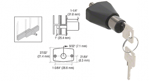 CRL 0911BCKA Black Chrome Keyed Alike Sliding Door Lock - Bild 5 von 5