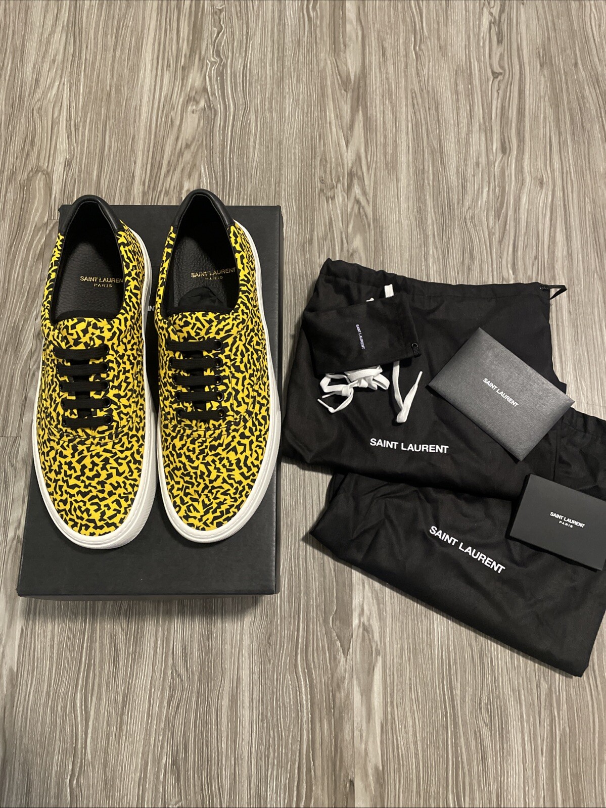 Sneakers Saint Laurent uomo Venezia basse tela stampa animalier EU 42 US taglia 9