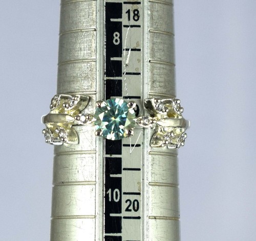 1.28 Ct Green Diamond Solitaire 6 x 6 mm Round Cut Certified Ring See Video - Picture 5 of 8