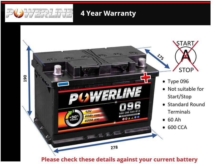 Battery fits HYUNDAI ix35 i20 ix20 TRAJET i30 i40 TUCSON XG30 096 600A