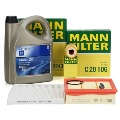 MANN Filterset + 5L ORIGINAL 5W30 dexos2 Motoröl für OPEL CORSA D E 1.0 1.2 1.4