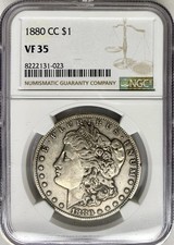 NGC VF 35 1880-CC Morgan Silver Dollar Carson City Mint