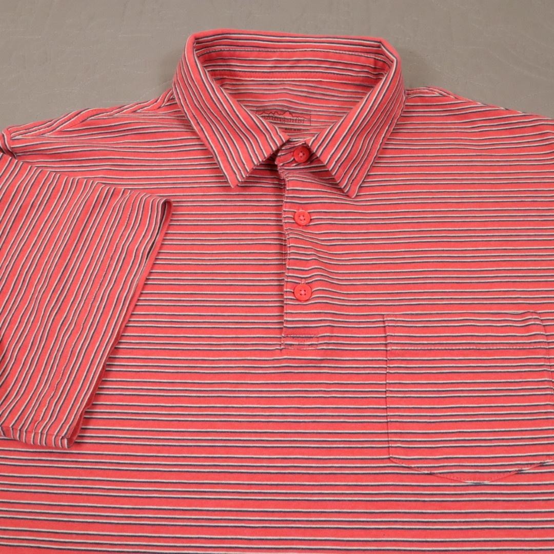 Patagonia Squeaky Clean Polo Shirt Mens Medium Red Stripe Pocket Organic Cotton
