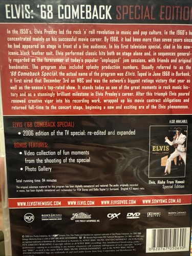 Elvis '68 1968 Comeback Special DVD (Reg Free) Free Postage Mc2 - Picture 2 of 2