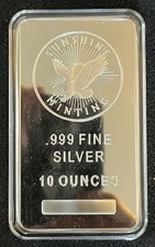 10 Troy oz Sunshine Mint .999 Fine Silver Bar Mint Mark SI 67.50 per troy oz