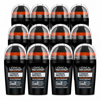 (12) L'Oreal Men Expert Carbon Protect 5in1 Roll On for Men 12x50ml.