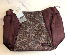 Lug Mini Shuffle RFID Cross-Body Purse Bag Women's Camo & Burgundy