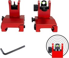 Fiber Optic Flip Up Iron Sights Picatinny Rail Mounted Front and Rear Backup