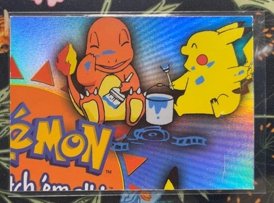 Pokemon Pikachu Charmander Painting Topps Holo Promo P02 of 6 -S142 - Image 1 of 2