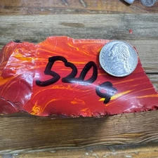 Beautiful Bright Red Rosarita Rough Red With Yellow Stripes 520 grams 