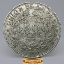 1903 Bolivia Silver 50 Centavos - #C50448NQ