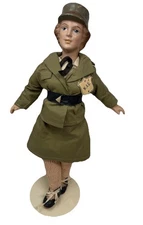 1942 WW2 WWII Composition Female Woman Military Army Doll Freundlich