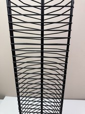 Vintage Atlantic Wire CD Tower Rack Wood Base Black Metal 48 Disc Storage 90s