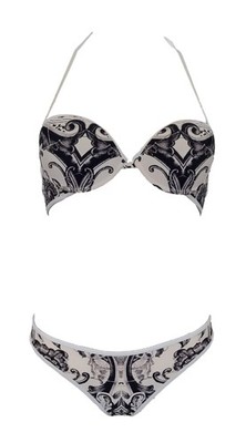 Roberto Cavalli Bikini Badeanzug Push Up C7BY22940 schwarz-weiß 42 M