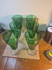 Set of 6 Vintage Anchor Hocking Forest Green Bubble Foot Water Goblets