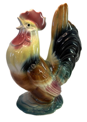VTG Royal Copley Rooster Chicken Ceramic Figurine 8'' 1950s Japan MCM Farmhouse