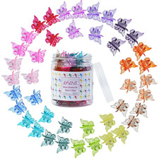 Glitter Mini Butterfly Hair Clips Set, Assorted Colors, Pack of 50