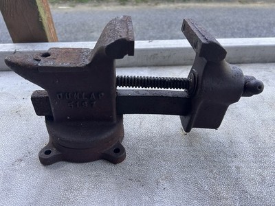 Vintage 14'' Dunlap No.5197 Swivel Base Bench Vise 3-1/2'' Jaws & Anvil, USA