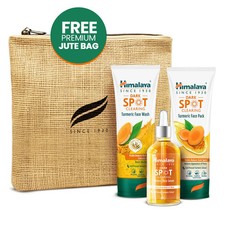 Himalaya Dark Spot Clearing Turmeric Kit - Face Wash, Pack, Serum Free Jute Bag