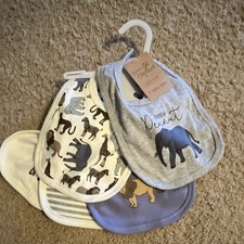 Touched By Nature 5 Baby Bibs, Organic Cotton, Animal Print, One Size, 5 Pack